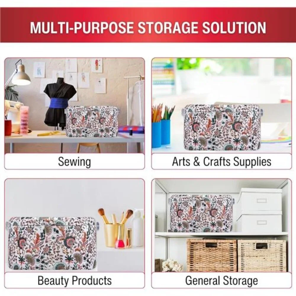 SINGER Premium Round Large Sewing Basket with Matching Zipper Pouch | 30% More